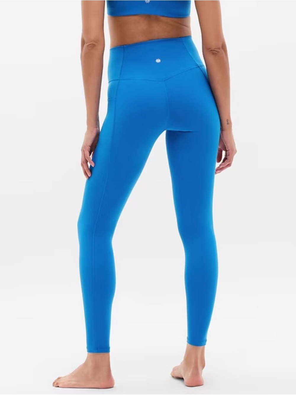 Athleta Bright Blue High-Waist Salutation Stash 7/8 Leggings